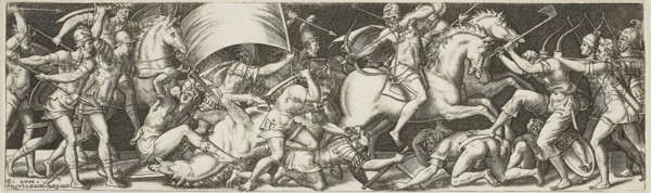 Battle of Cavaliers and Infantrymen, 1550/1572, Etienne Delaune, French, c. 1519-1583, France,
