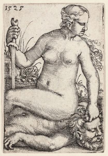 Judith, 1525, Barthel Beham, German, 1502-1540, Germany, Engraving in black on ivory laid paper, 54