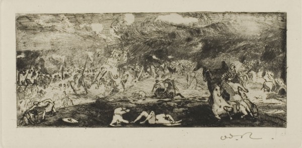 Battle, 1865, Odilon Redon, French, 1840-1916, France, Etching and drypoint on ivory laid paper, 56