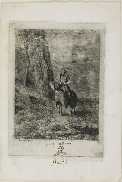 Horseman Waiting, 1866, Odilon Redon, French, 1840-1916, France, Etching on light gray China paper