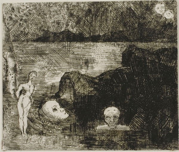 Dream Vision, c. 1880, Odilon Redon, French, 1840-1916, France, Etching amd drypoint on ivory wove