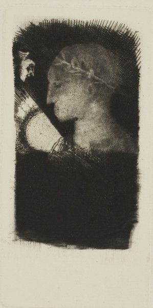 Adverse Glory, 1886, Odilon Redon, French, 1840-1916, France, Etching and drypoint on ivory laid