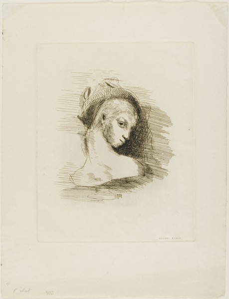 Perversity, 1891, Odilon Redon, French, 1840-1916, France, Etching on ivory laid paper, 210 × 165