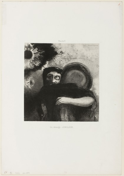 A Strange Juggler, plate 5, 1885, Odilon Redon, French, 1840-1916, France, Lithograph in black on