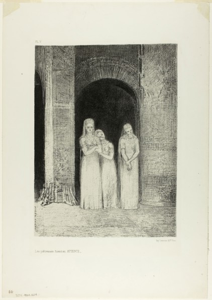 The Priestesses Were Waiting, from Night, 1886, Odilon Redon, French, 1840-1916, France, Lithograph