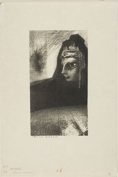 Dark Peak, 1887, Odilon Redon, French, 1840-1916, France, Lithograph in black on ivory Japanese