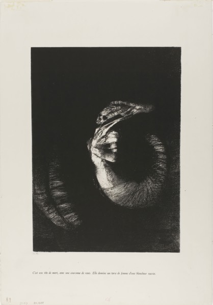 It is a Skull Wreathed in Roses…, 1888, Odilon Redon, French, 1840-1916, France, Transfer