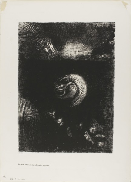 And All Manner of Frightful Creatures Arise, plate 8 of 10, 1888, Odilon Redon, French, 1840-1916,