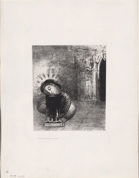 A Long Chrysalis, the Color of Blood, plate 2 of 6, 1889, Odilon Redon, French, 1840-1916, France,