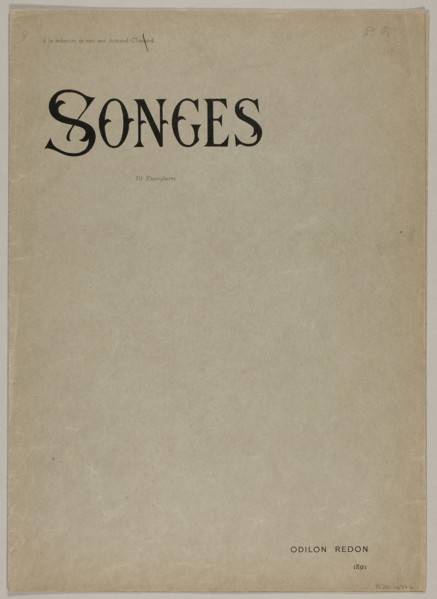 Portfolio Cover for Songes (Dreams), 1891, Odilon Redon, French, 1840-1916, France, Bi-fold