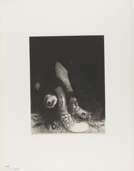 Flowers Fall and the Head of a Python Appears, plate 5 of 24, 1896, Odilon Redon, French,