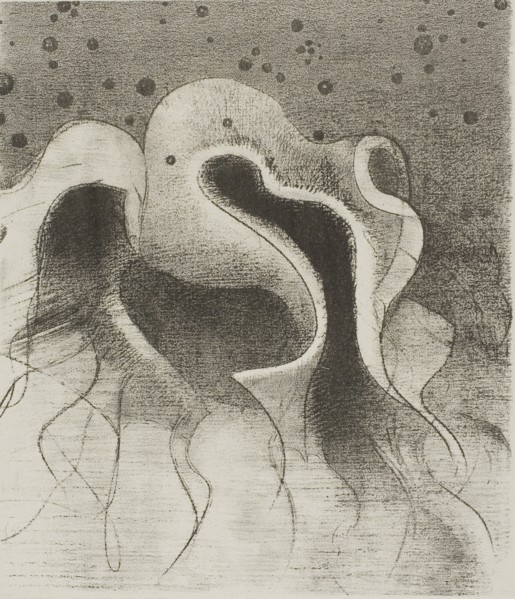 The Beasts of the Sea, Round Like Leather Bottles, plate 22 of 24, 1896, Odilon Redon, French,