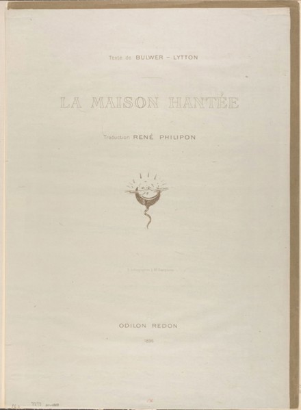 Title plate for La Maison Hantée, 1896, Odilon Redon, French, 1840-1916, France, Lithograph in