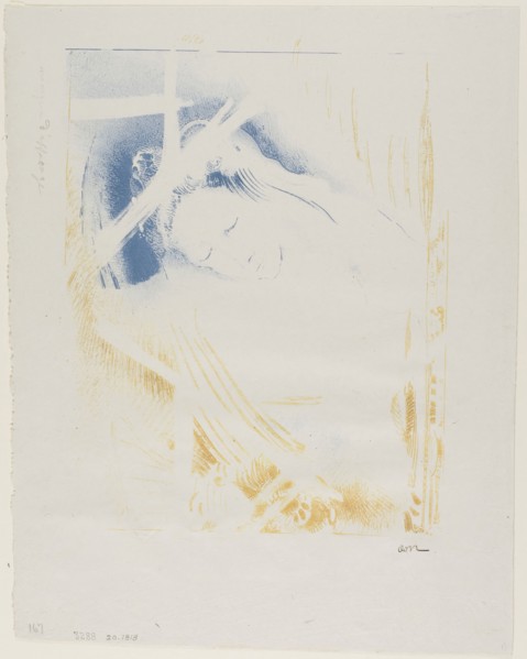The Shulamite, 1897, Odilon Redon, French, 1840-1916, France, Lithograph printed in blue and