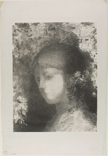 Child’s Head With Flowers, 1897, Odilon Redon, French, 1840-1916, France, Lithograph in black on