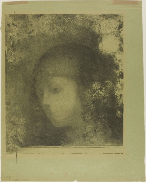 Child’s Head With Flowers, 1897, Odilon Redon, French, 1840-1916, France, Lithograph in black on