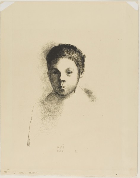Arï, 1898, Odilon Redon, French, 1840-1916, France, Lithograph in black on heavy cream wove paper,