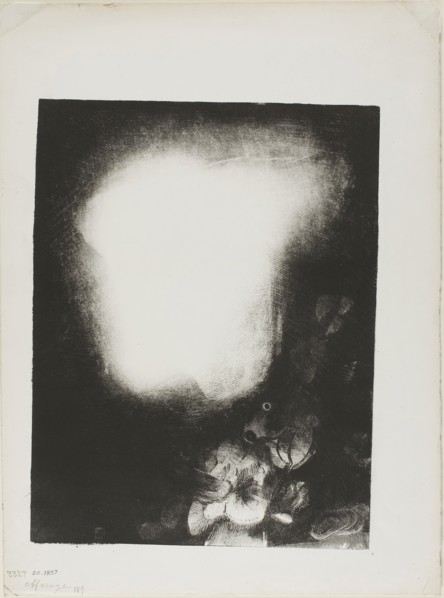 Head of Woman With Corsage of Flowers, 1900, Odilon Redon, French, 1840-1916, France, Lithograph in