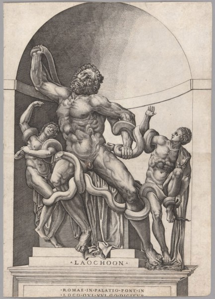 Laöcoon, 1540/1565, Nicolas Beatrizet, French, 1515-after 1565, France, Engraving in black on