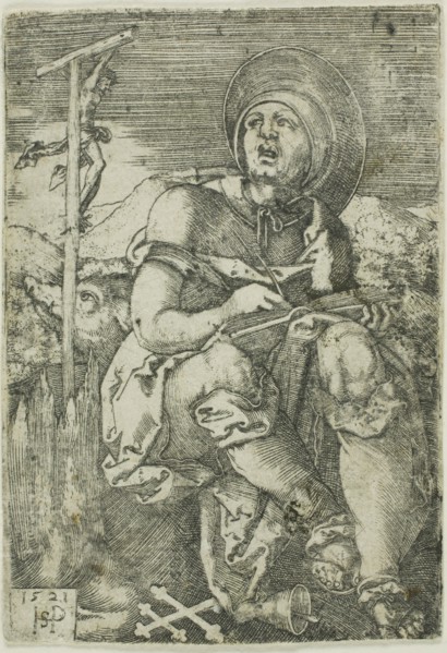 St. Anthony the Hermit, 1521, Sebald Beham, German, 1500-1550, Germany, Engraving in black on ivory