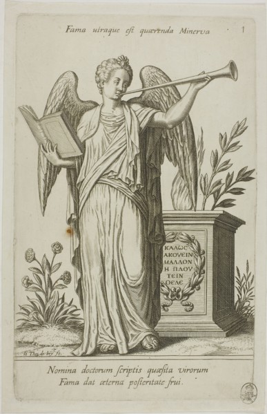 Fame, plate 1 from Parnassus Biceps, 1601, Johann Theodor de Bry (German, 1561-1623), after