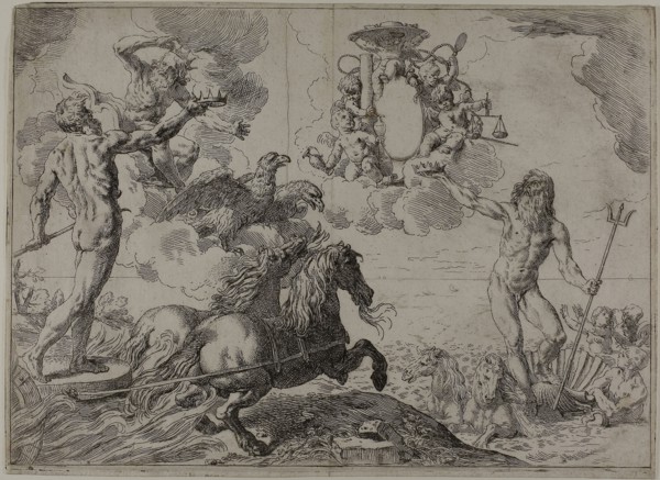Jupiter, Neptune and Pluto Offering their Crowns to the Arms of Cardinal Borghese, 1640/45, Simone