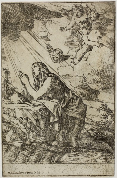 The Magdalen, n.d., Giulio Carpioni, Italian, 1613-1678, Italy, Etching on ivory laid paper, 216 x
