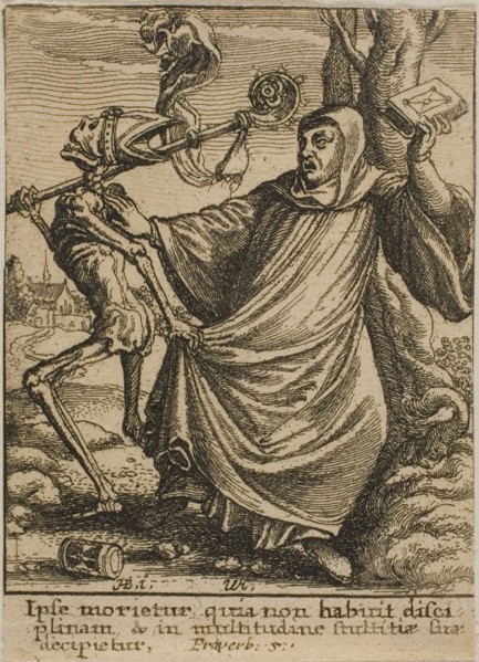 The Abbott and Death, 1651, Wenceslaus Hollar (Czech, 1607-1677), after Hans Holbein the younger