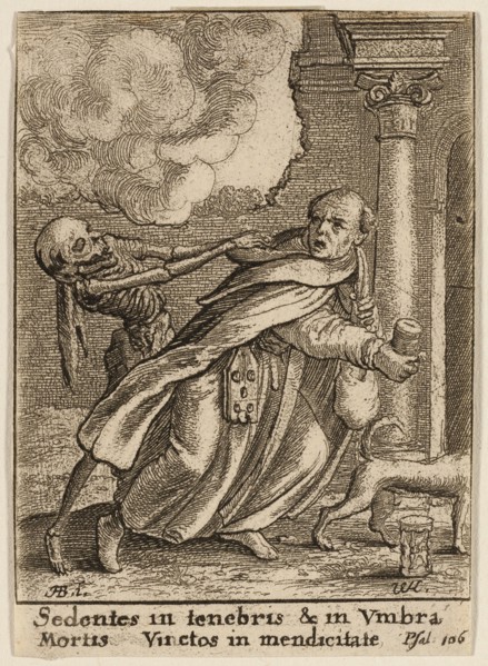 The Monk and Death, 1651, Wenceslaus Hollar (Czech, 1607-1677), after Hans Holbein the younger