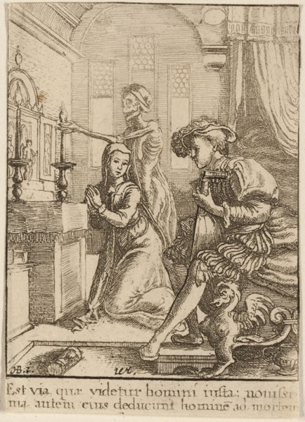 The Nun and Death, 1651, Wenceslaus Hollar (Czech, 1607-1677), after Hans Holbein the younger