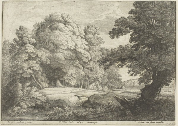 The Bridge Over the Waterfall, 1648, Wenceslaus Hollar (Czech, 1607-1677), after Jacobus van