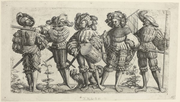 Five German Soldiers, 1505/36, Daniel Hopfer the Elder, German, 1470-1536, Germany, Etching in