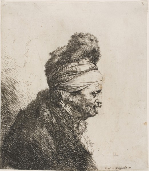 Bust of an Oriental Man, Facing Right, 1635–44, Jan Lievens, Dutch, 1607-1674, Holland, Etching on