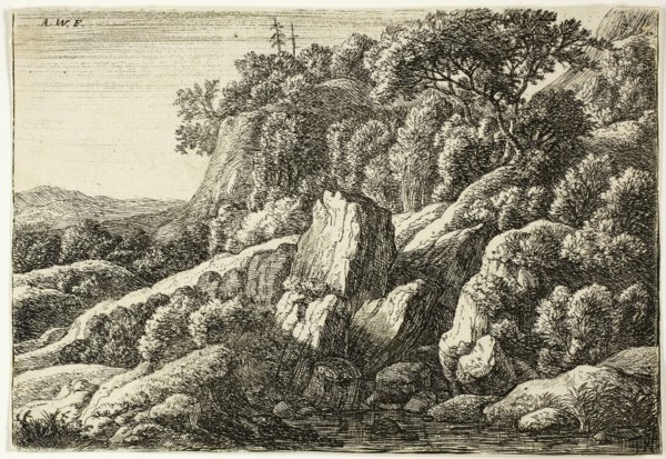 Rocky Landscape, n.d., Anthoni Waterlo, Dutch, 1609-1690, Holland, Etching on paper, 114 x 166 mm