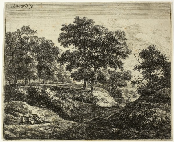 Family Resting, n.d., Anthoni Waterlo, Dutch, 1609-1690, Holland, Etching on paper, 136 x 166 mm