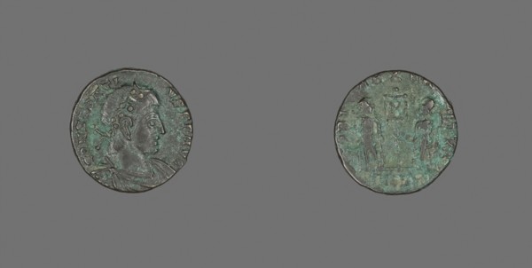 Coin Portraying Emperor Constantius II, after AD 340, Roman, minted in Trier, Roman Empire, Bronze,