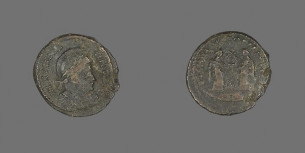 Coin Portraying Emperor Constantine I, AD 318/319, Roman, Roman Empire, Bronze, Diam. 1.8 cm, 2.27