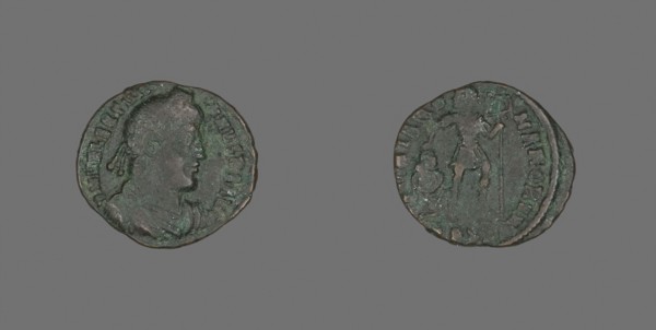 Coin Portraying Emperor Valentinian I, AD 364/375, Roman, Roman Empire, Bronze, Diam. 1.8 cm, 1.84