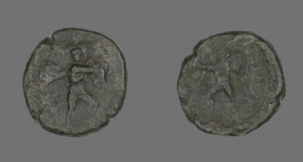 Coin Depicting the Catanian Brothers, 3rd/2nd century BC, Roman, minted in Catana, Sicily, Roman