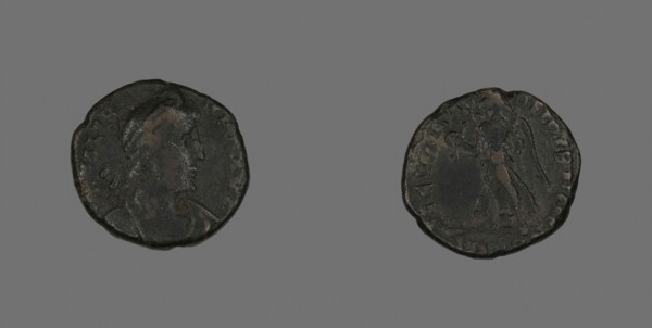 Coin Portraying Emperor Valens, AD 364/378, Roman, Roman Empire, Silver, Diam. 1.8 cm, 2.71 g