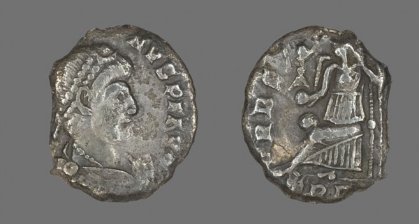 Coin Portraying an Emperor, late 4th century AD, Roman, Roman Empire, Silver, Diam. 1.5 cm, 1.30 g