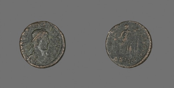 Coin Portraying Emperor Valentinian II, AD 375/392, Roman, Roman Empire, Bronze, Diam. 1.7 cm, 2.40