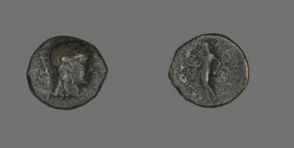 Coin Depicting the Goddess Athena, 246/225 BC, Greek, Greece, Bronze, Diam. 1.7 cm, 4.39 g
