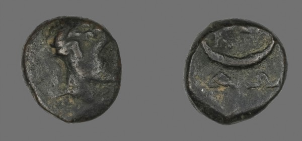 Coin Depicting the God Dionysos, late 3rd century BC, Greek, Ancient Greece, Silver, Diam. 1.4 cm,