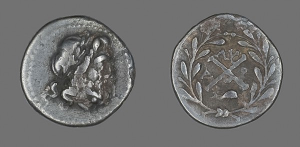 Hemidrachm (Coin) Depicting the God Zeus Amarios, 280/146 BC, Greek, minted in Lycoa, Ancient