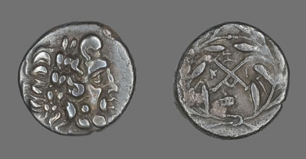 Hemidrachm (Coin) Depicting the God Zeus Amarios, 234/146 BC, Greek, minted in Megalopolis,