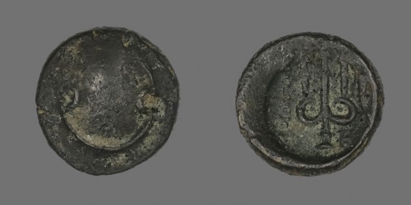 Coin Depicting a Boeotian Shield, about 196/146 BC, Greek, Boeotia, Ancient Greece, Bronze, Diam. 1