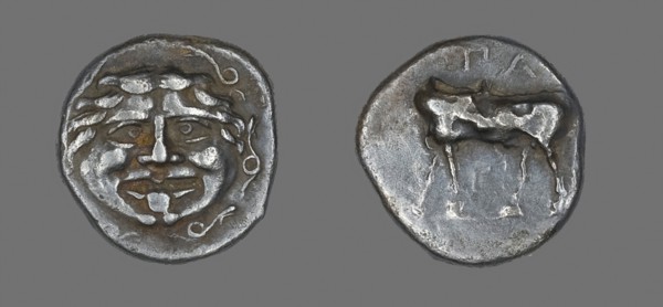 Hemidrachm (Coin) Depicting a Gorgoneion, about 400 BC and later, Greek, minted in Parium, Mysia,