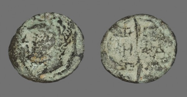 Coin Depicting a Male Head, before 190 BC (?), Greek, minted in Hephaistia, Lemnos, Ancient Greece,