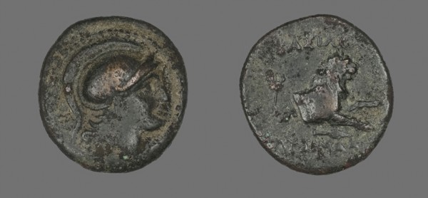 Coin Depicting the God Ares, about 306/281 BC, Greek, Thrace, Ancient Greece, Bronze, Diam. 1.5 cm,